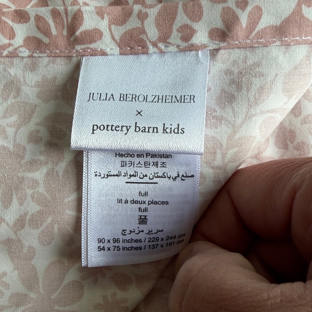 Pottery Barn Kids Julia Berolzheimer Organic “Blooming Floral” FULL Flat Sheet - Picture 2 of 4